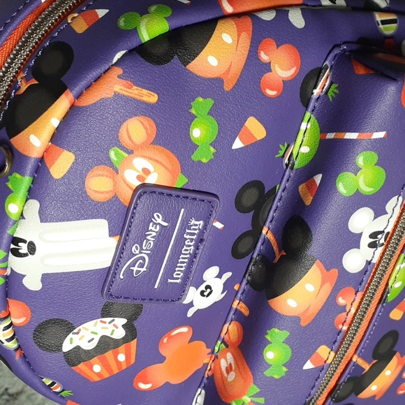Loungefly Disney Micky Hallotreat Halloween mini bkpk and matching wallet NWT - Picture 6 of 7